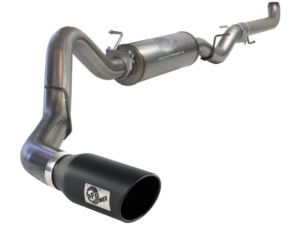 aFe Power - aFe Power 4in DP-Back Exhaust GM Silverado/Sierra 2500/3500 01-07 V8-6.6L W/Mflr Blk Tip - 49-44003-B