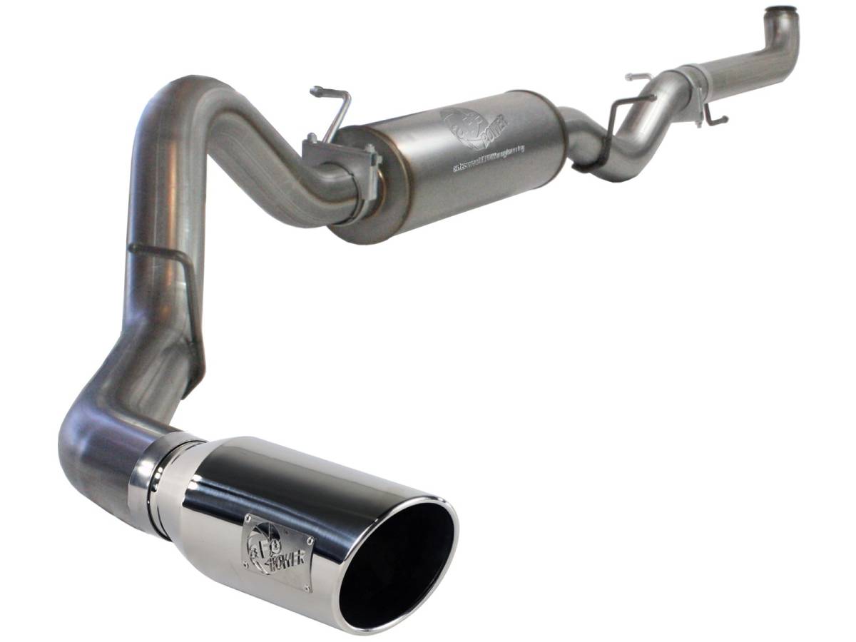 aFe Power - aFe Power 4in DP-Back Exhaust GM Silverado/Sierra 2500/3500 01-07 V8-6.6L W/Mflr Pol Tip - 49-44003-P