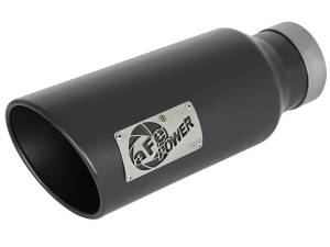 aFe Power - aFe Power EXH Tip; 4In x 6Out x 15L in Bolt-On Left (Blk) - 49-92018-BL15