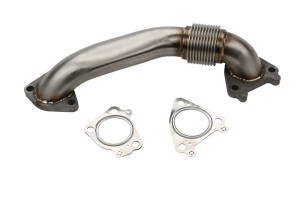 HSP Diesel - 2" Stainless Single Turbo Style Passenger Side Up Pipe for OEM Manifolds with Gaskets