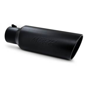 MBRP - MBRP Universal Tip 6in OD Rolled End 4in Inlet 18in L Black Coated Exhaust Tip - T5130BLK