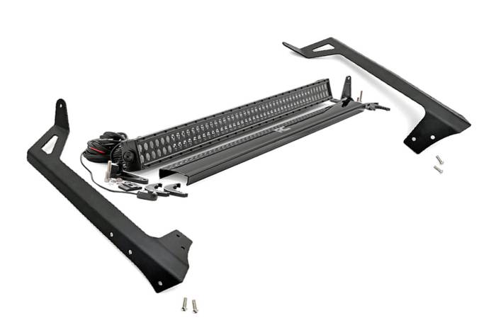 Rough Country - LED Light Kit Windshield Mount 50 Inch Black Dual Row Jeep Wrangler JK (07-18) Rough Country
