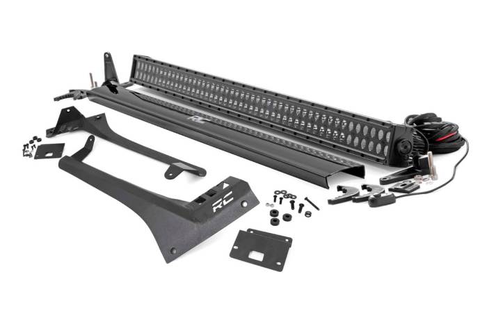 Rough Country - LED Light Kit Windshield Mount 50 Inch Black Dual Row Jeep Gladiator JT/Wrangler JL (18-26) Rough Country