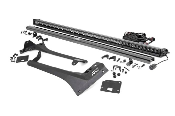 Rough Country - LED Light Kit Windshield Mount 50 Inch Black Single Row Jeep Gladiator JT/Wrangler JL (18-26) Rough Country