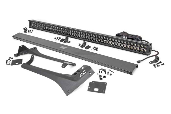 Rough Country - LED Light Kit Windshield 50 Inch Black Dual Row Amber DRL Jeep Gladiator JT/Wrangler JL (18-26) Rough Country