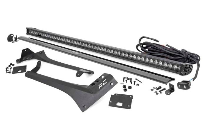 Rough Country - LED Light Kit Windshield 50 Inch Black Single Row WHT DRL Jeep Gladiator JT/Wrangler JL (18-26) Rough Country