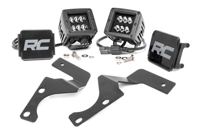 Rough Country - LED Light Kit Ditch Mount 2 Inch Black Spot Pair Toyota 4Runner (10-24) Rough Country