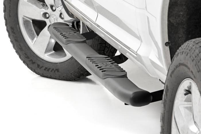Rough Country - Oval Nerf Step Crew Cab Black Ram 1500/2500/3500 2WD/4WD (2010-2025 & Classic) Rough Country