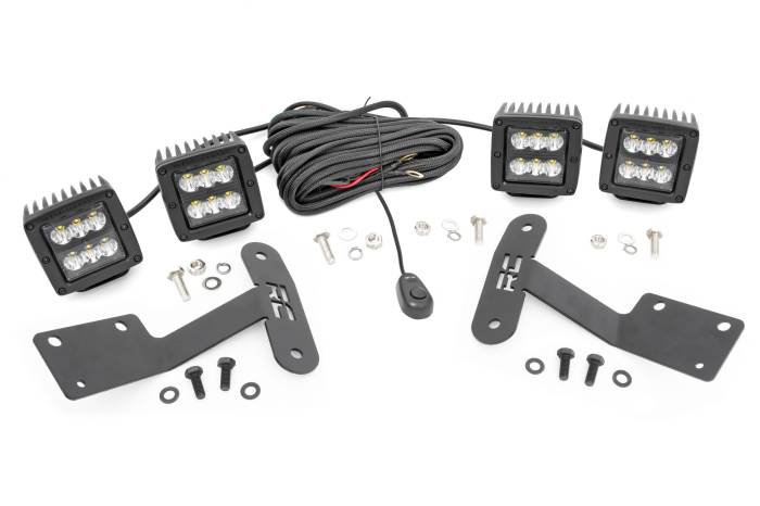 Rough Country - LED Light Kit Ditch Mount Dual 2 Inch Black Pairs Spot Toyota Tundra (14-21) Rough Country