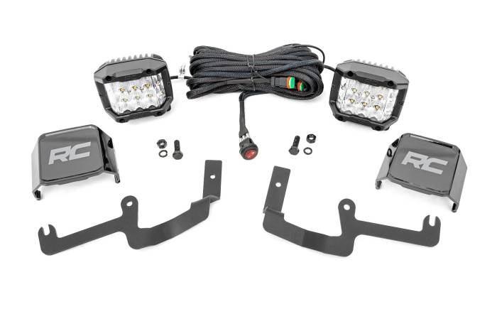 Rough Country - LED Light Kit Ditch Mount 3 Inch OSRAM Wide Chevy Silverado 1500 (19-26) Rough Country