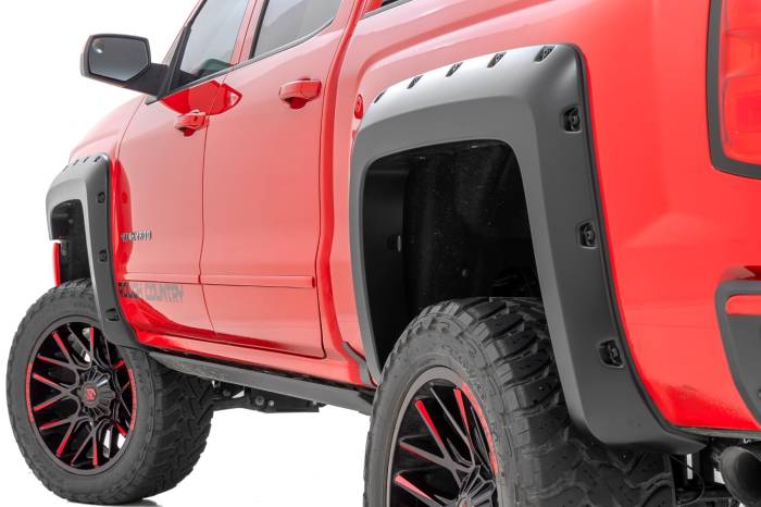 Rough Country - Pocket Fender Flares 6 Foot 7 Inch & 8 Foot Bed GAN Silver Ice Metallic Chevy Silverado 1500 (14-18)/2500HD Rough Country