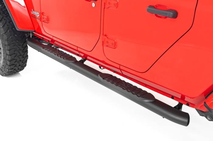 Rough Country - Oval Nerf Steps Black Jeep Gladiator JT 4WD (2020-2025) Rough Country