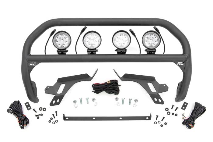Rough Country - Nudge Bar w/ Tow Hooks 4 Inch Round Led (x4) Ford Bronco Sport (21-24) Rough Country