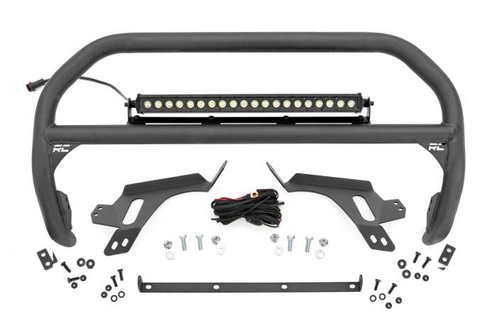 Rough Country - Nudge Bar w/ Tow Hooks 20 Inch Black Single Row LED Ford Bronco Sport (21-24) Rough Country