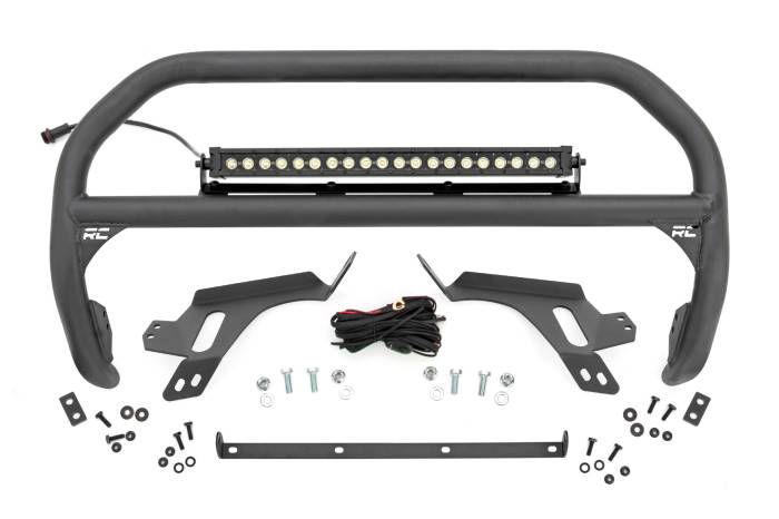 Rough Country - Nudge Bar w/ Tow Hooks 20 Inch Black DRL Single Row LED Ford Bronco Sport (21-24) Rough Country