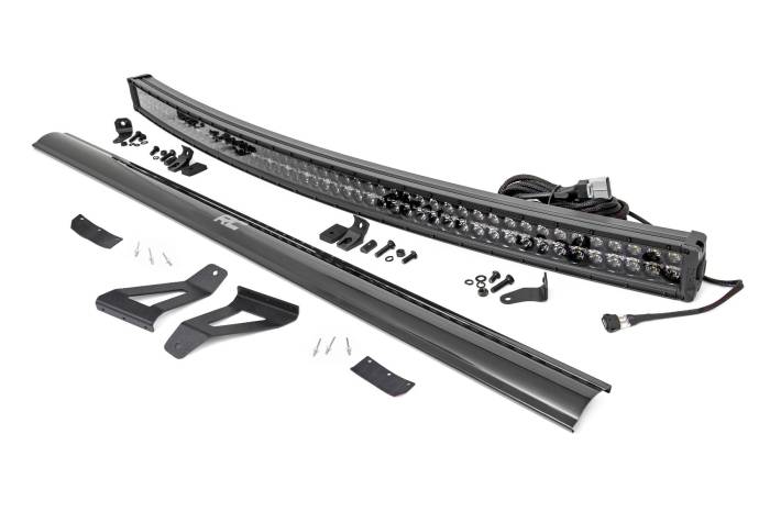 Rough Country - LED Light Kit Windshield Mount 50 Inch Black Dual Row White DRL Jeep Cherokee XJ (84-01) Rough Country