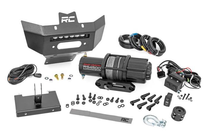 Rough Country - Winch Bumper 4500-Lb Winch Black Series LED 6 Inch Light Can-Am Renegade 1000/Renegade 500 Rough Country
