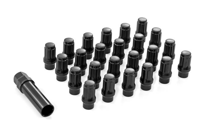 Rough Country - M12 x 1.5 Lug Nut Set of 24 Black Closed End Extended Thread Rough Country