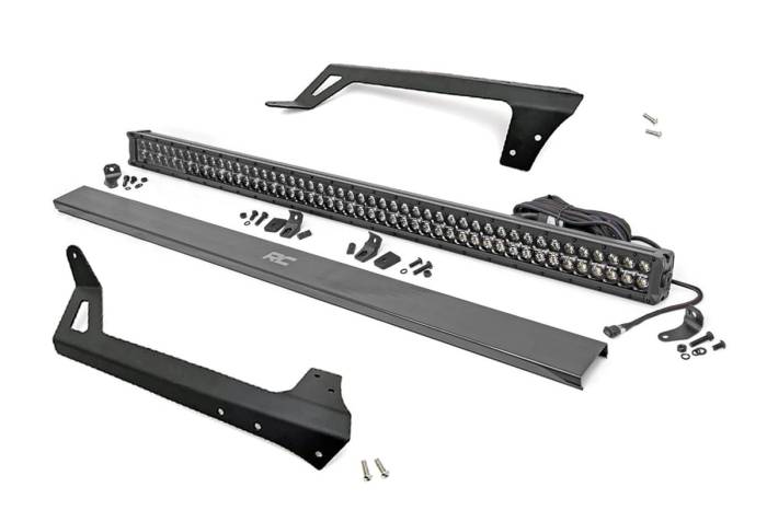 Rough Country - LED Light Windshield Mnt 50 Inch Black Dual Row White DRL Jeep Wrangler JK (07-18) Rough Country