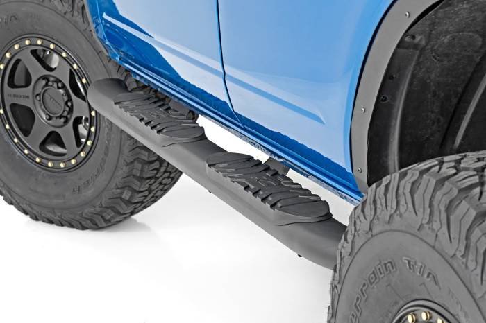 Rough Country - Oval Nerf Step 4-Door Black Ford Bronco 4WD (2021-2025) Rough Country