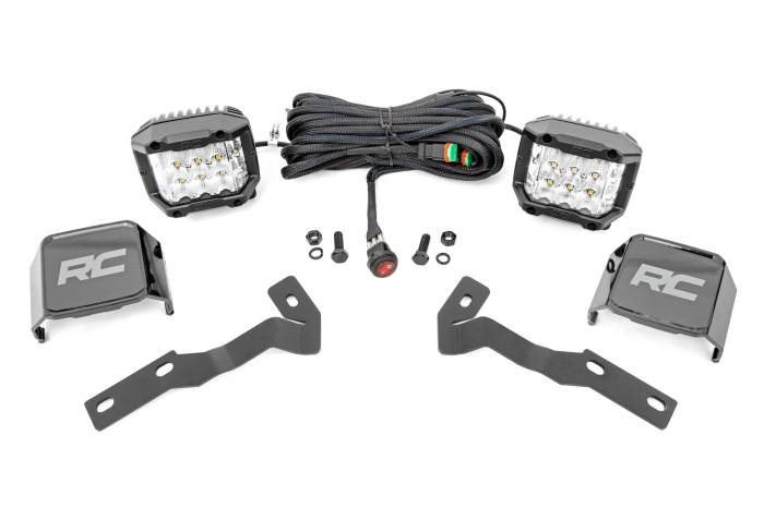Rough Country - LED Light Kit Ditch Mount 3 Inch OSRAM Wide Toyota Tacoma 2WD/4WD (16-23) Rough Country