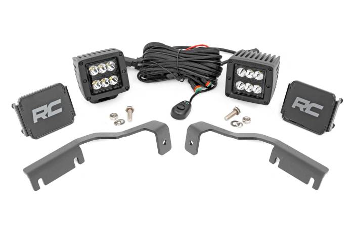 Rough Country - LED Light Kit Ditch Mount 2 Inch Black Pair Spot Nissan Frontier (22-26) Rough Country