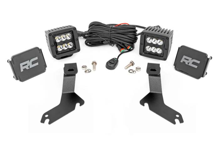 Rough Country - LED Light Kit Ditch Mount 2 Inch Black Pair Spot Chevy Silverado 1500 (99-06)/Tahoe (00-06) Rough Country