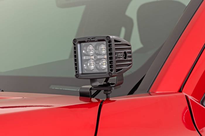 Rough Country - LED Light Kit Ditch Mount 2 Inch Black Pair Amber DRL Toyota Tacoma (24-26) Rough Country