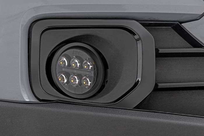 Rough Country - LED Fog Light Kit 3.5 Inch Round Black Series Amber DRL Toyota Tacoma (16-23) Rough Country