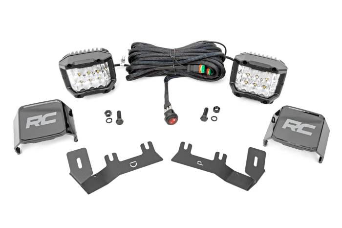 Rough Country - LED Ditch Light Kit 3in OSRAM Pair Wide Silverado/Sierra 1500 (14-18 & Classic) Rough Country