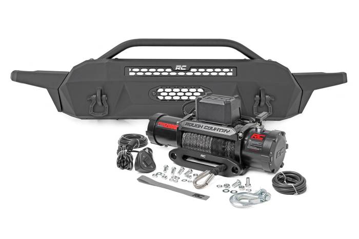 Rough Country - Front Bumper High Clearance 12000-Lb Pro Series Winch Synthetic Rope Toyota Tacoma 4WD (16-23) Rough Country