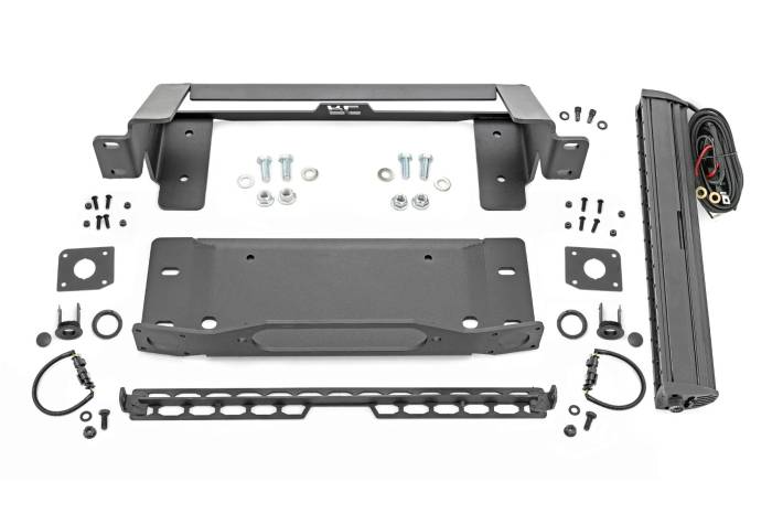 Rough Country - High Winch Mount All Models 20 Inch Black Single Row LED Ford Bronco (21-25) Rough Country