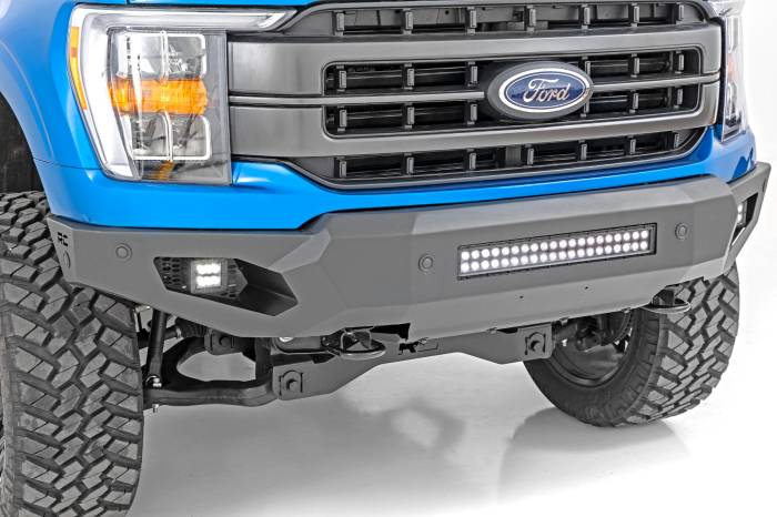 Rough Country - High Clearance Front Bumper LED Lights & Skid Plate Ford F-150 (21-23) Rough Country