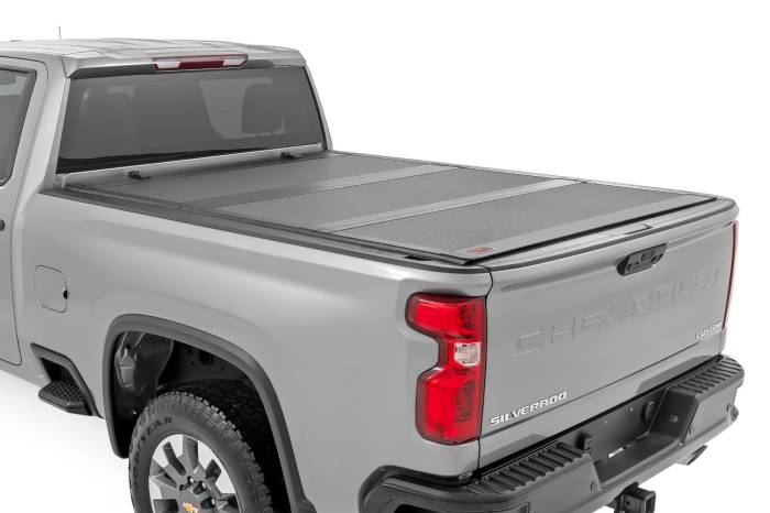 Rough Country - Hard Tri-Fold Flip Up Bed Cover 6 Foot 9 Inch Bed Chevy/GMC Silverado/Sierra 2500HD/3500HD (20-26) Rough Country