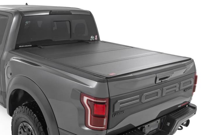 Rough Country - Hard Tri-Fold Flip Up Bed Cover 6 Foot 7 Inch Bed Ford F-150 2WD/4WD (2021-2026) Rough Country