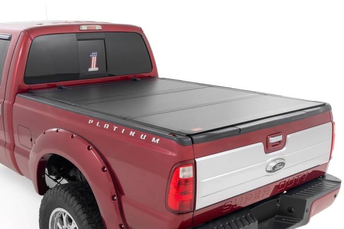 Rough Country - Hard Tri-Fold Flip Up Bed Cover 6 Foot 10 Inch Bed Ford F-250/F-350 Super Duty (99-16) Rough Country