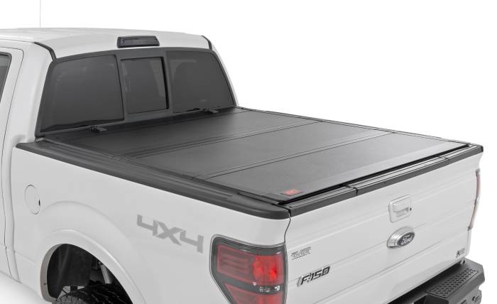 Rough Country - Hard Tri-Fold Flip Up Bed Cover 5 Foot 7 Inch Bed Ford F-150 2WD/4WD (2004-2014) Rough Country