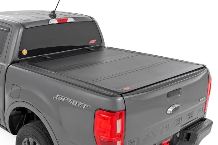Rough Country - Hard Tri-Fold Flip Up Bed Cover 5 Foot Bed Ford Ranger 2WD/4WD (2019-2023) Rough Country