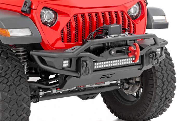 Rough Country - Front Winch Bumper Tubular Skid Plate Jeep Gladiator JT/Wrangler JK & JL/Wrangler Unlimited Rough Country
