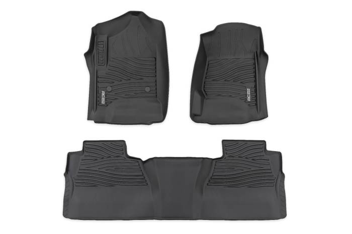 Rough Country - Flex-Fit Floor Mats FR & RR FR Bucket Crew Silverado/Sierra 1500/2500HD/3500HD 2WD/4WD Rough Country