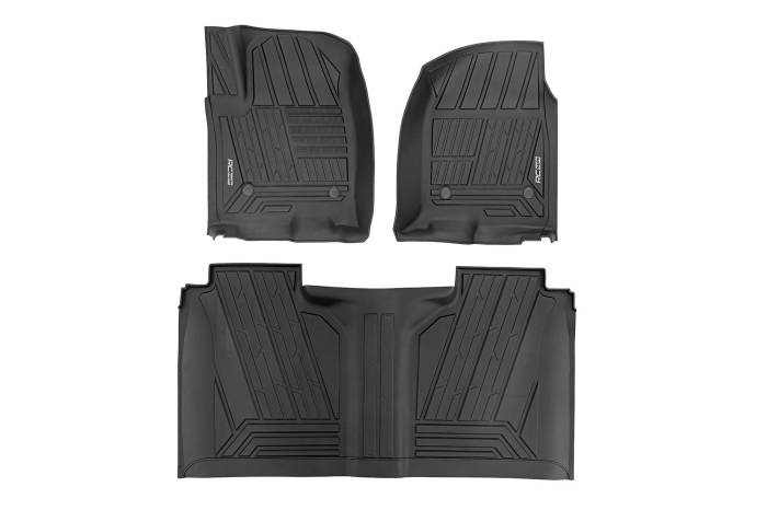 Rough Country - Flex-Fit Floor Mats FR & RR FR Bucket Crew Silverado/Sierra 1500/2500HD/3500HD (19-26) Rough Country