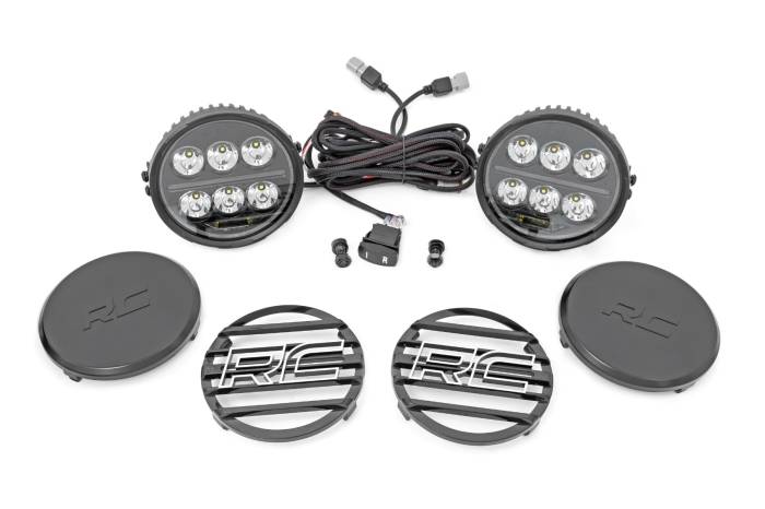 Rough Country - Black Series Halo LED Light Pair White/Amber DRL 6.5 Inch Round Rough Country