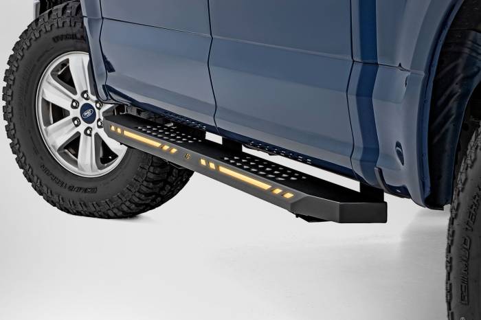 Rough Country - AC2 Running Boards Amber/White Crew Cab Ford F-150/Lightning/F-250/F-350/Raptor (15-26) Rough Country