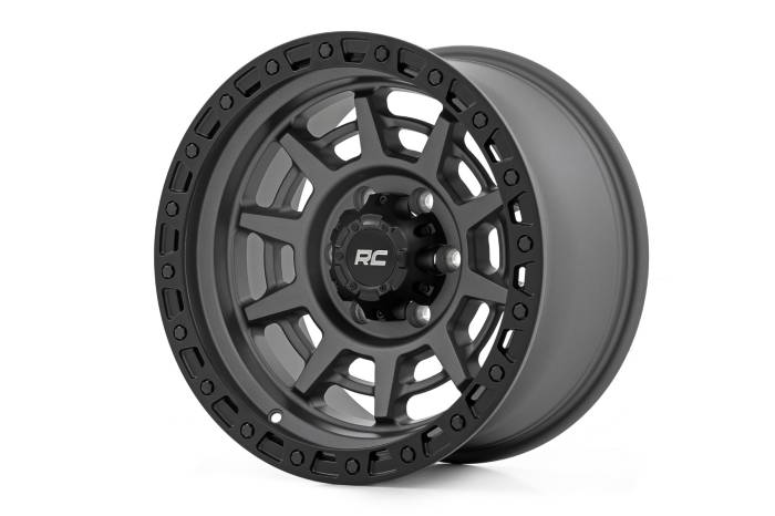 Rough Country - 85 Series Wheel Simulated Beadlock Gunmetal Gray/Black 17x9 8x170 -12 Rough Country