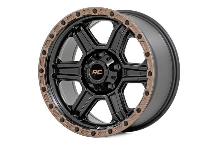Rough Country - 79 Series Wheel One-Piece Semi Gloss Black w/Bronze Ring 18x9 6x135 0mm Rough Country