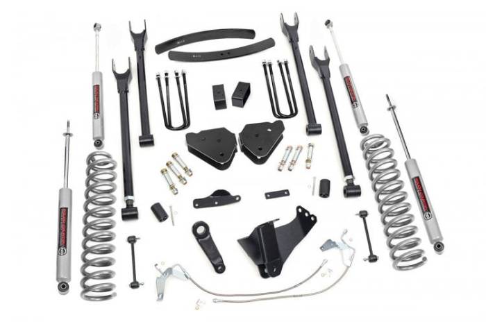 Rough Country - 6 Inch Lift Kit Gas 4 Link Ford F-250/F-350 Super Duty 4WD (2008-2010) Rough Country