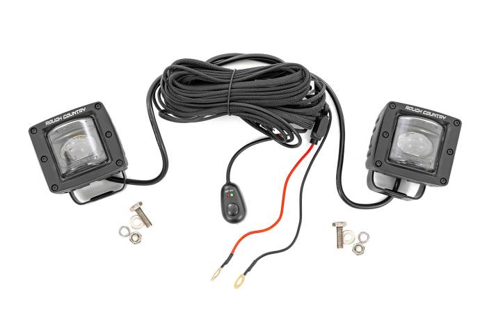 Rough Country - 2 Inch Black Series LED Light Pods SAE Fog Yellow Rough Country