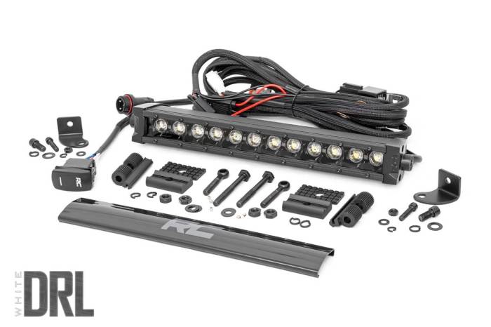 Rough Country - 12 Inch Black Series LED Light Bar Single Row Amber DRL Rough Country