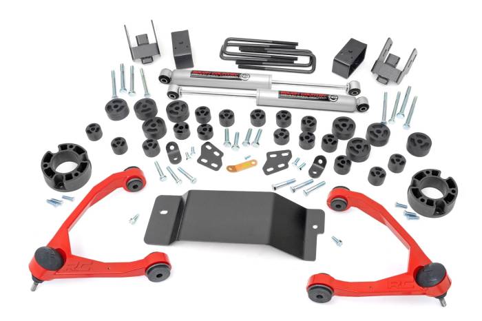 Rough Country - 4.75 Inch Lift Kit Combo Red Silverado/Sierra 1500 4WD (07-13) Rough Country