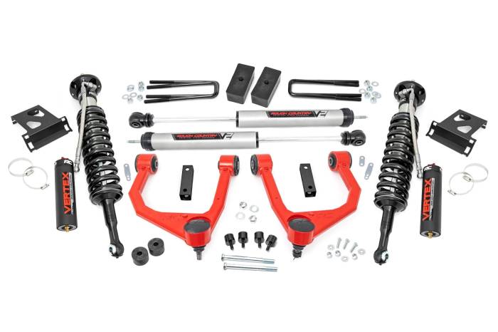 Rough Country - 3.5 Inch Lift Kit Vertex/V2 Red Toyota Tundra 4WD (2007-2021) Rough Country